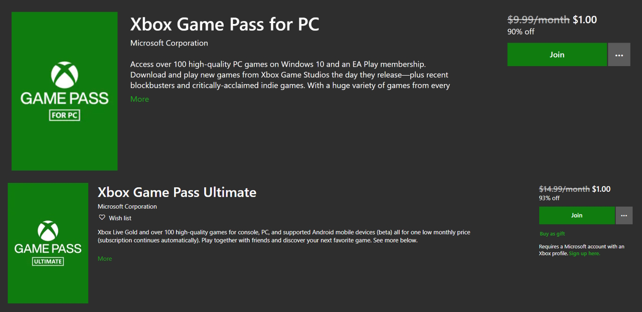 Xbox Game Pass Ultimate - PC Game Pass - $1 Dollar