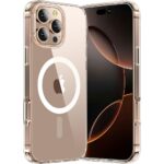 Husa compatibila cu Incarcare Magsafe pentru iPhone 16 Pro, CASEY STUDIOS™, de Protectie, Slim, pentru Incarcare Wireless, Margini Ridicate pentru Protectia Ecranului si a Camerelor, Antisoc, Carcasa Spate, cu Inel Magnetic, Transparent