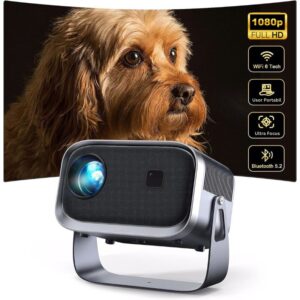 Videoproiector Smart LED Portabil Premium, 4K UltraHD, Android 11, Autofocus, Difuzor Incorporat, 200 Ansi, 15000 Lumeni, Wi-Fi6, Bluetooth 5.2, Proiectie Ajustabila, Conexiune HDMI, USB si Mirroring Android/ IOS, 1 GB RAM, 8 GB memorie, Rotatie 360