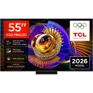 Televizor TCL SQD-MiniLed 55C7L, 139 cm, QLED, Smart Google TV, 4K Ultra HD, 144Hz, Sunet Bang & Olufsen, Clasa E (Model 2026)